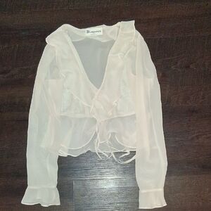 No Boundaries Sheer White Blouse